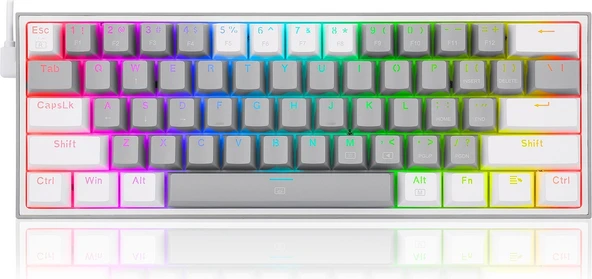 REDRAGON K617-RGB-GW FIZZ RGB RED SWITCH KABLOLU MEKANIK Q KLAVYE GRI-BEYAZ - 3