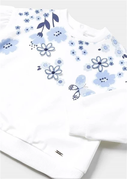Mayoral Kız Bebek Çiçekli Sweatshirt Beyaz 1432