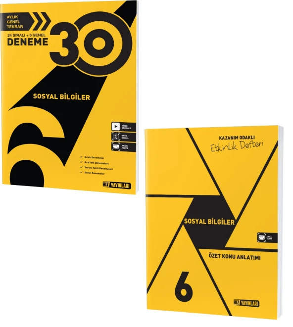 Hız 2024 6. Sınıf Sosyal Bilgiler Defter + Deneme Seti Seti 2 Kitap