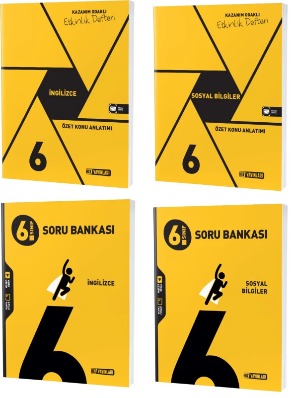Hız 2024 6. Sınıf İngilizce + Sosyal Bilgiler Soru + Defter Seti 4 Kitap