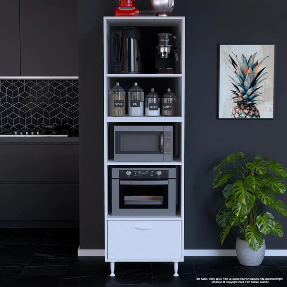 Modilayn SİLVA LOYA 59,6 x194,6 x56 cm Tek Kapaklı Ankastre ve Mutfak Dolabı - 2
