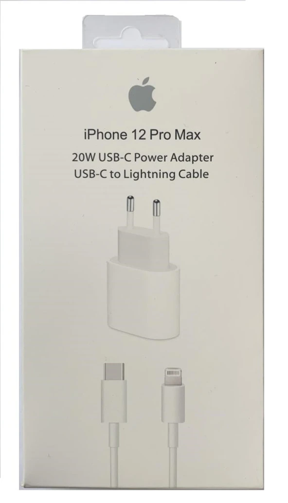 İphone 12 Pro-Max 20W Uyumlu Şarj Adaptörü ve Şarj Kablosu-İTHAL