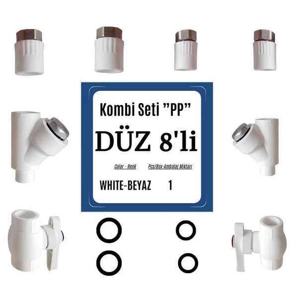 KOMBİ SETİ - DÜZ 8 PARÇA YENİ MODEL KOLLU EKO ( KALDE )