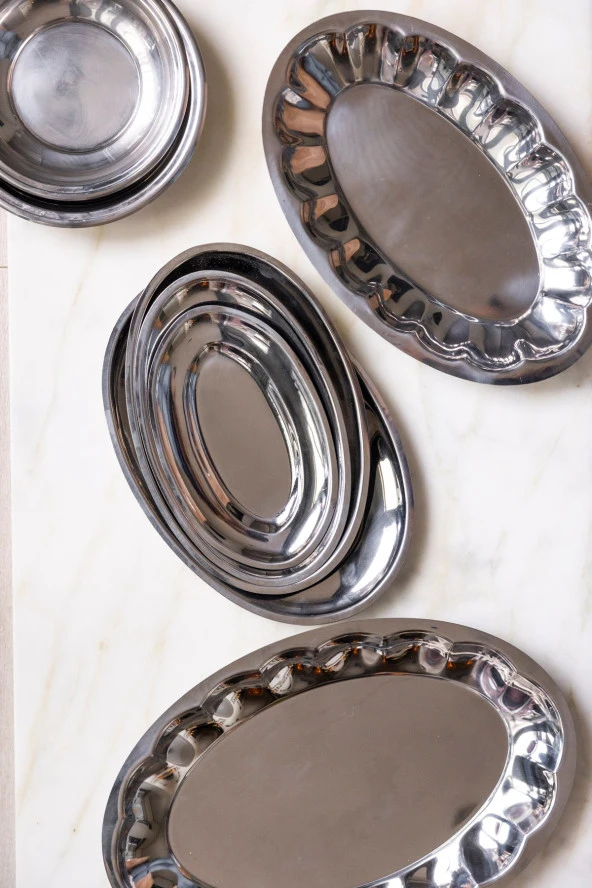 Royal Classy Gümüş Oval Sunum Tabağı & Sunum Tepsisi 20*13 cm - 4