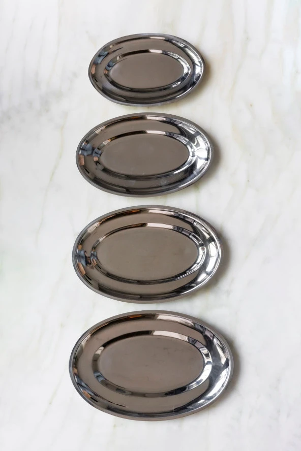 Royal Classy Gümüş Oval Sunum Tabağı & Sunum Tepsisi 20*13 cm - 5
