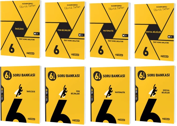 Hız 2024 6. Sınıf Matematik İngilizce Fen Sosyal Soru + Defter Seti 8 Kitap