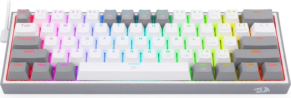 REDRAGON K617-RGB-WG FIZZ RGB RED SWITCH KABLOLU MEKANIK Q KLAVYE BEYAZ-GRI - 5