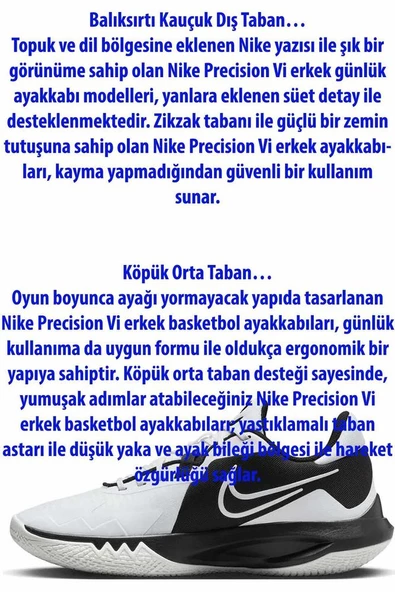 Precision VI Unisex Basketbol Ayakkabı DD9535-007-Siyah-Byz - 5