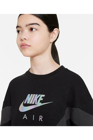 G Nsw Aır Ft Bf Crew Kız Çocuk Siyah Sweatshirt dr8532 010 - 3