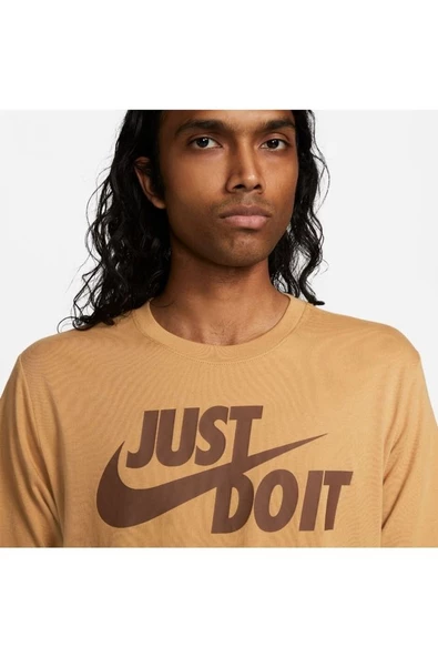 Bisiklet Yaka Baskılı Sarı - Altın Erkek T-shirt Ar5006-722 M Tee Just Do It Swoosh - 3