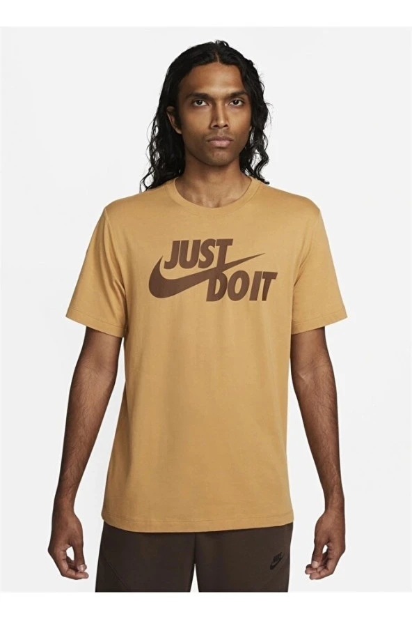 Bisiklet Yaka Baskılı Sarı - Altın Erkek T-shirt Ar5006-722 M Tee Just Do It Swoosh