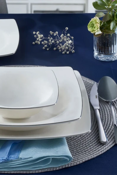 Caroline Platin 30 Parça 6 Kişilik Bone Porselen Yemek Takımı - 5