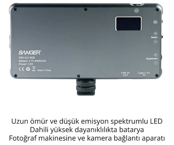 Sanger PRO-S21 RGB Led Video Efekt Işığı - Resim 3