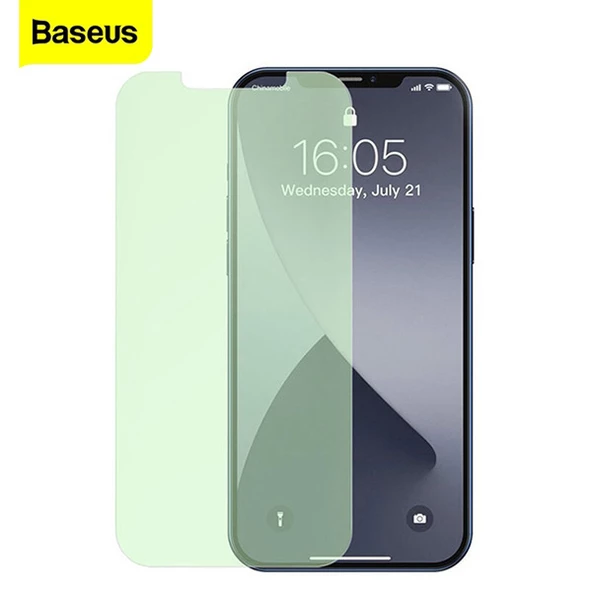 BASEUS İPhone 12 Mini 0.15mm Full Tempered Cam Ekran Koruyucu 2Set Anti-Bluelight