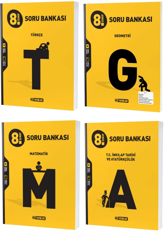 Hız Lgs 2024 8. Sınıf Matematik + Geometri + Türkçe + İnkılap Soru Seti 4 Kitap