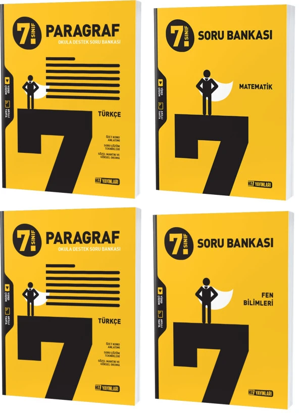 Hız 2024 7. Sınıf Matematik Türkçe Fen Paragraf Soru Seti 4 Kitap