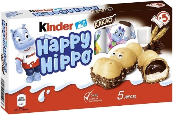 Kinder Happy Hippo Kakao - Krema Dolgulu Gofret Çikolata