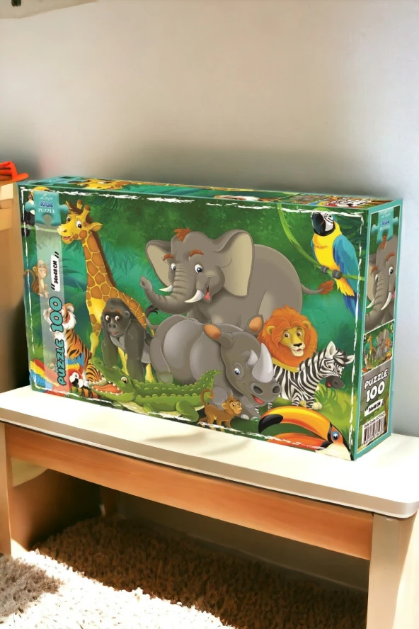 Doğadaki Hayvanlar 100 Parça Puzzle Yapboz Oyun Seti | Kutulu Puzzle Set LC7343