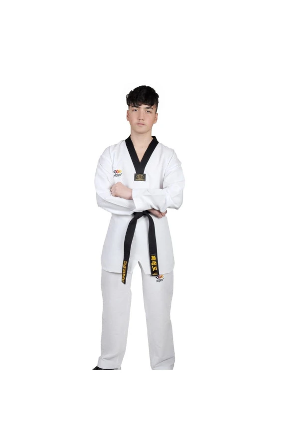 Profesyonel Siyah Yaka Fighter Kumaş Taekwondo Elbise