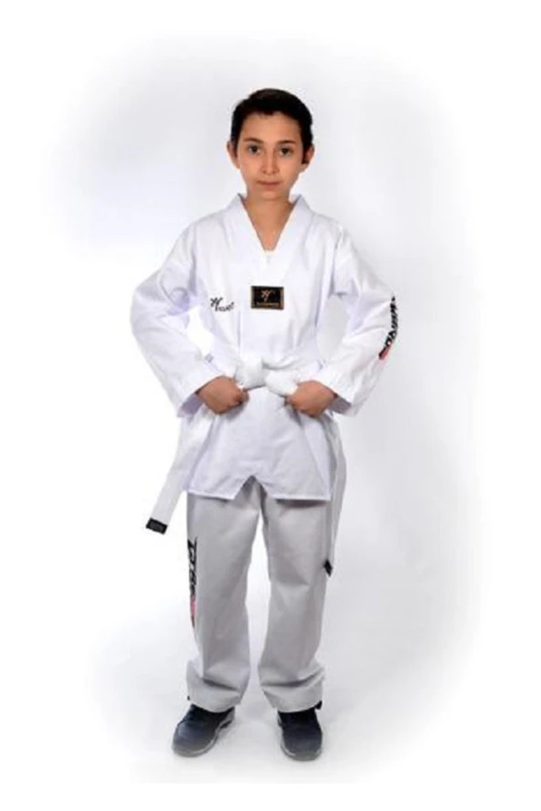Taekwondo Beyaz Yaka Fitilli Acemi Elbise