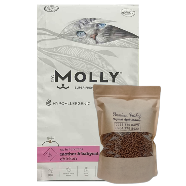 MOLLY Mother And Baby Cat / Anne Ve Yavruları Için Kedi Maması 1 kg Kilitli Paket