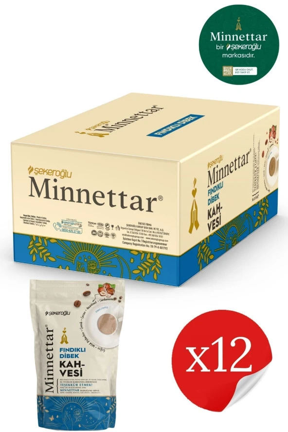 Şekeroğlu Minnettar Fındıklı Dibek Kahvesi 12 x 165 Gr ( 12 PAKET )