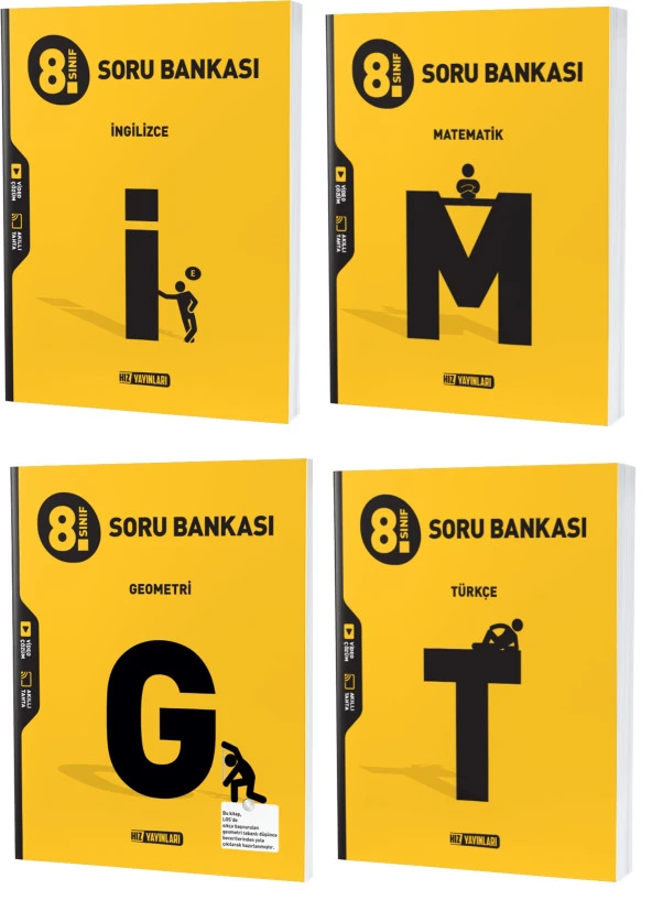 Hız Lgs 2024 8. Sınıf Matematik + Geometri + Türkçe + İngilizce Soru Seti 4 Kitap