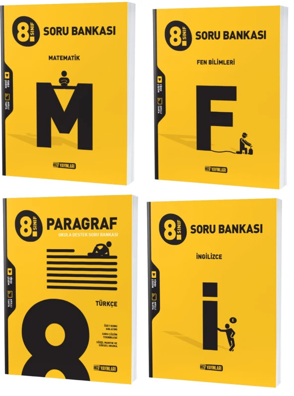 Hız Lgs 2024 8. Sınıf Matematik İngilizce Fen Paragraf Soru Seti 4 Kitap