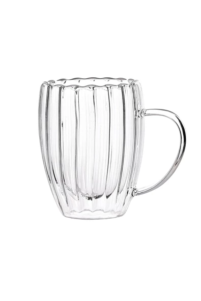 4'lü Çift Cidarlı 450 ml Kulplu Isıya Dayanıklı Cam Bardak Burgulu Çay Süt Kahve Kupası Bardağı Set - 3