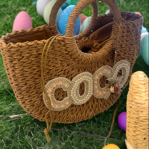 İthal Hasır Model Cool Kadın Çanta - 7