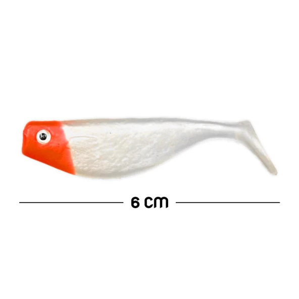 Silikon Sahte Balık Yem - DFT - 6cm - Kırmızı/Beyaz (141-3017) - 10'lu Paket - Resim 2