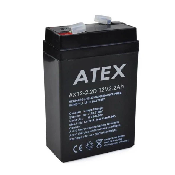 ATEX 12 VOLT - 2.2 AMPER DİK KARE AKÜ (70 X 46 X 101 MM) (2818)