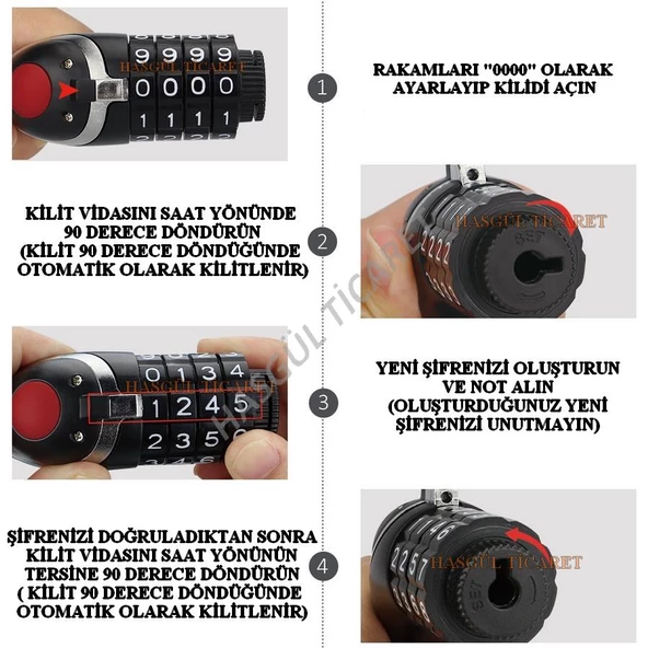 HSGL ŞİFRELİ HALAT KİLİT 12X120 - 4