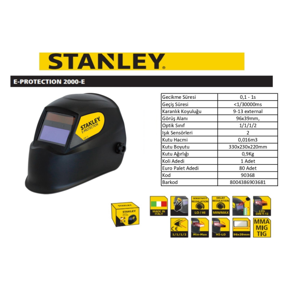 Stanley E-Protection 2000-E Ayarlı Kolormatik Kaynak Maskesi - 2
