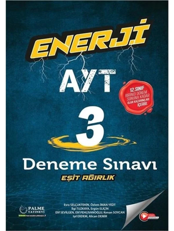 PALME YKS AYT ENERJİ 3 EŞİT AĞIRLIK DENEME SINAVI 1.DÖNEM