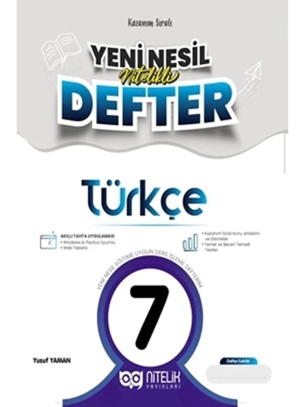 NİTELİK 7.SINIF AKILLI DEFTER TÜRKÇE YENİ NESİL NİTELİKLİ ürün görseli