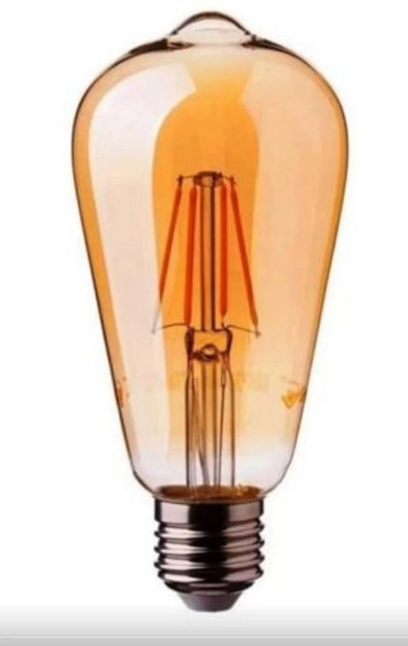 Led Rustik Ampul Sarı Cam St64 4 Watt E27 Gün Işığı  (armut Tip) 1 Yıl Garantili Rf-4w