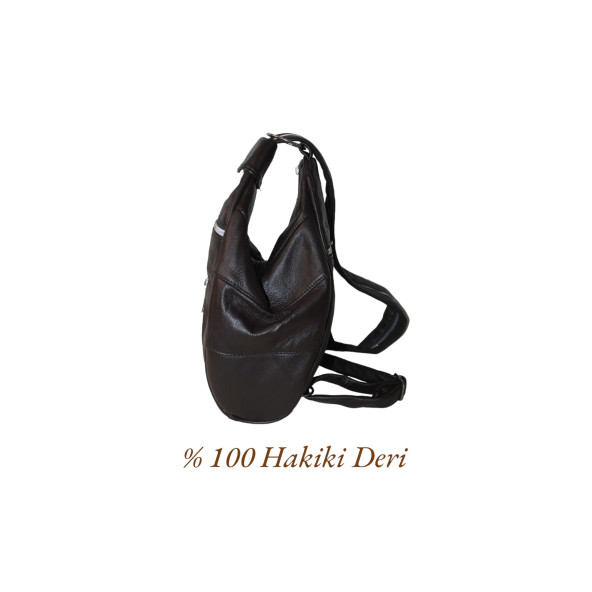 Mebes  Hakiki Deri Kadın Sırt Omuz Çantası Serçe1 Deri Siyah ÇntdrSerçe1Syh001 - 2