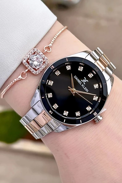 Daniel Klein DKISTE1076 Rose Gümüş Renk Hediye Paketli Kadın Kol Saati ve Bileklik - 2