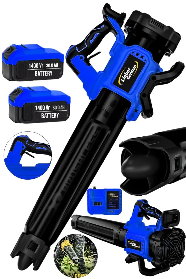 BL Motor Devir Ayarlı 21V 3.0Ah 2x Akülü Toz Talaş Ot Çalı Yaprak Üfleme Süpürme Makinesi
