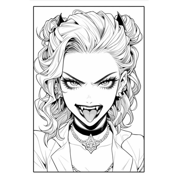 Anime Vampir Kız  Anime Şeytan Kız Boyama Kitabı  2 Kitap - 4