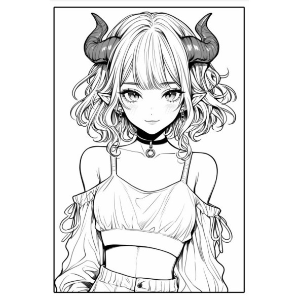 Anime Vampir Kız  Anime Şeytan Kız Boyama Kitabı  2 Kitap - 6