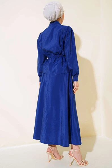 Çift Cepli İkili Etek Takım Lacivert - Resim 3