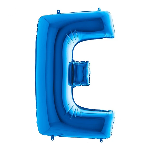 E Harf Grabo Mavi Folyo Balon 102 cm