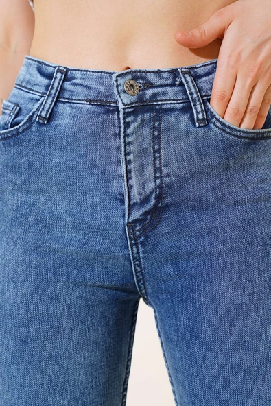 Dar Paça Kot Pantolon Orta Kar - Resim 4