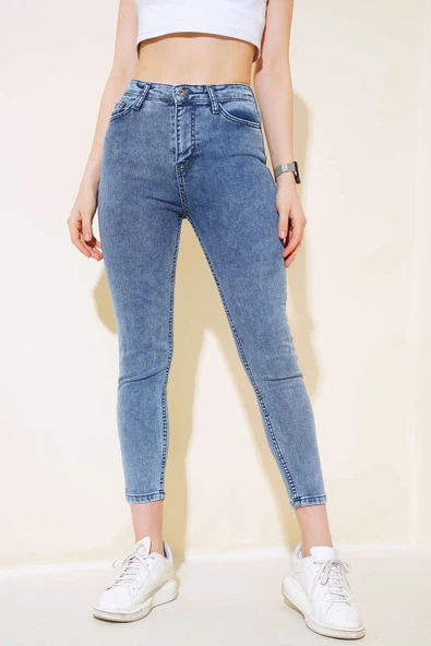 Dar Paça Kot Pantolon Orta Kar ürün görseli