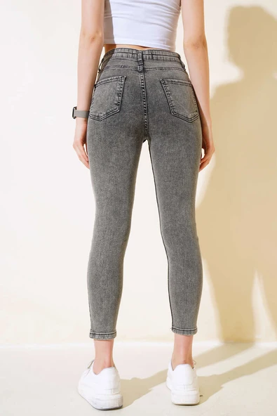 Dar Paça Kot Pantolon Siyah Kar - Resim 3