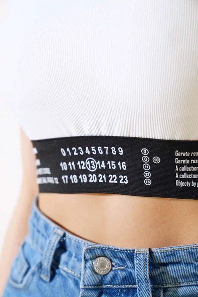 Fitilli Baskılı Büstiyer Beyaz - Resim 4