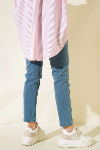 Likralı Boyfriend Kot Pantolon Açık Mavi - Resim 3