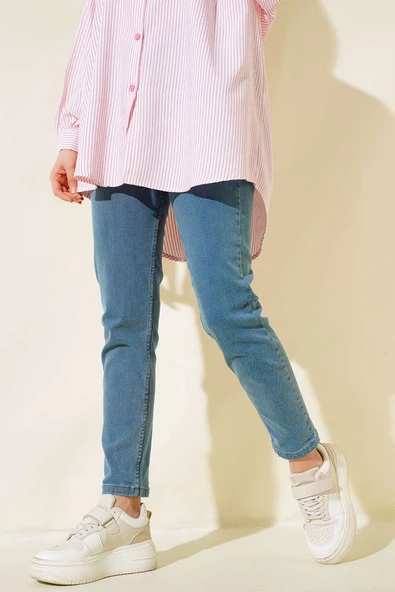 Likralı Boyfriend Kot Pantolon Açık Mavi ürün görseli 1